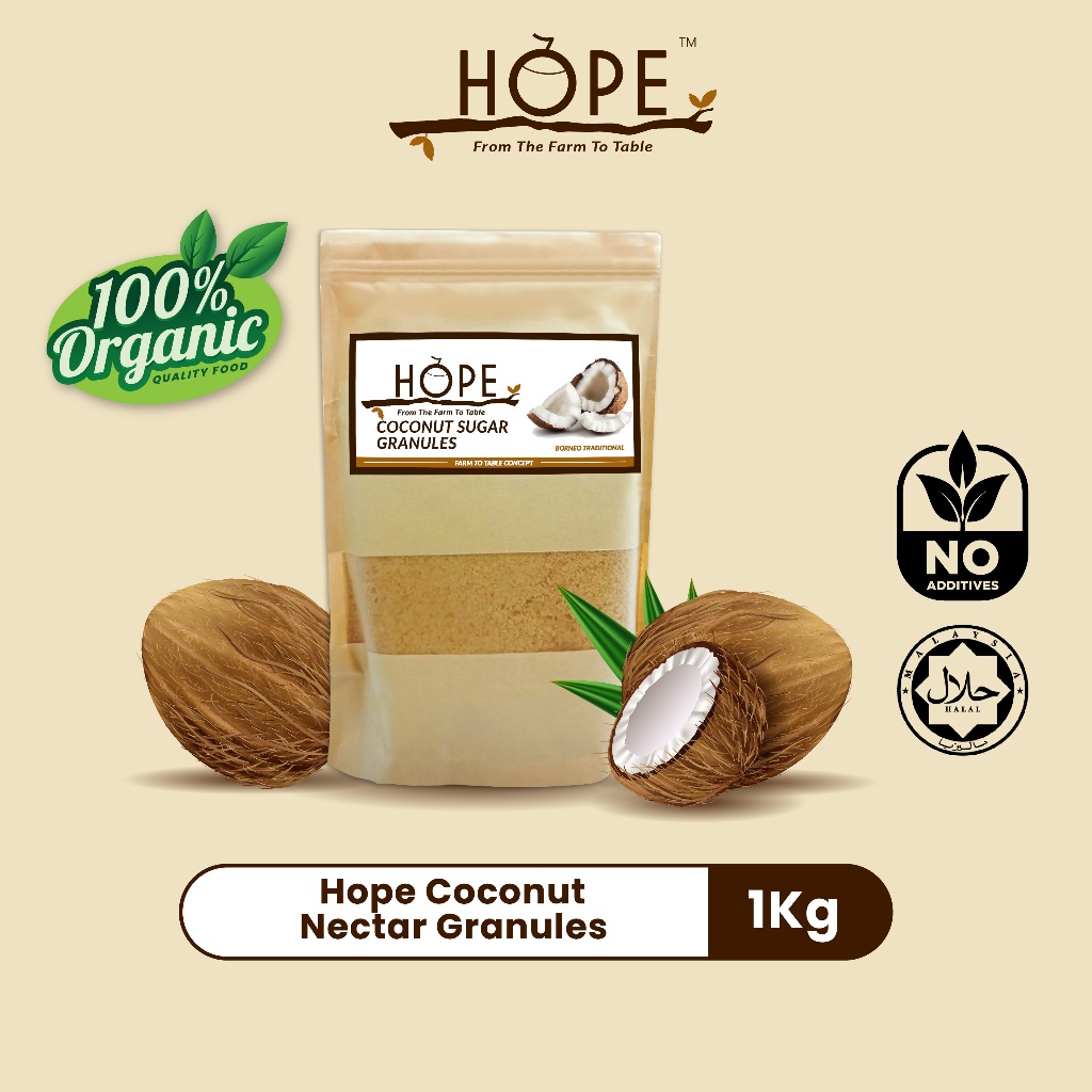 Hope Organic Premium Coconut Nectar Granules Sugar Gula Kelapa 椰糖 (1kg)