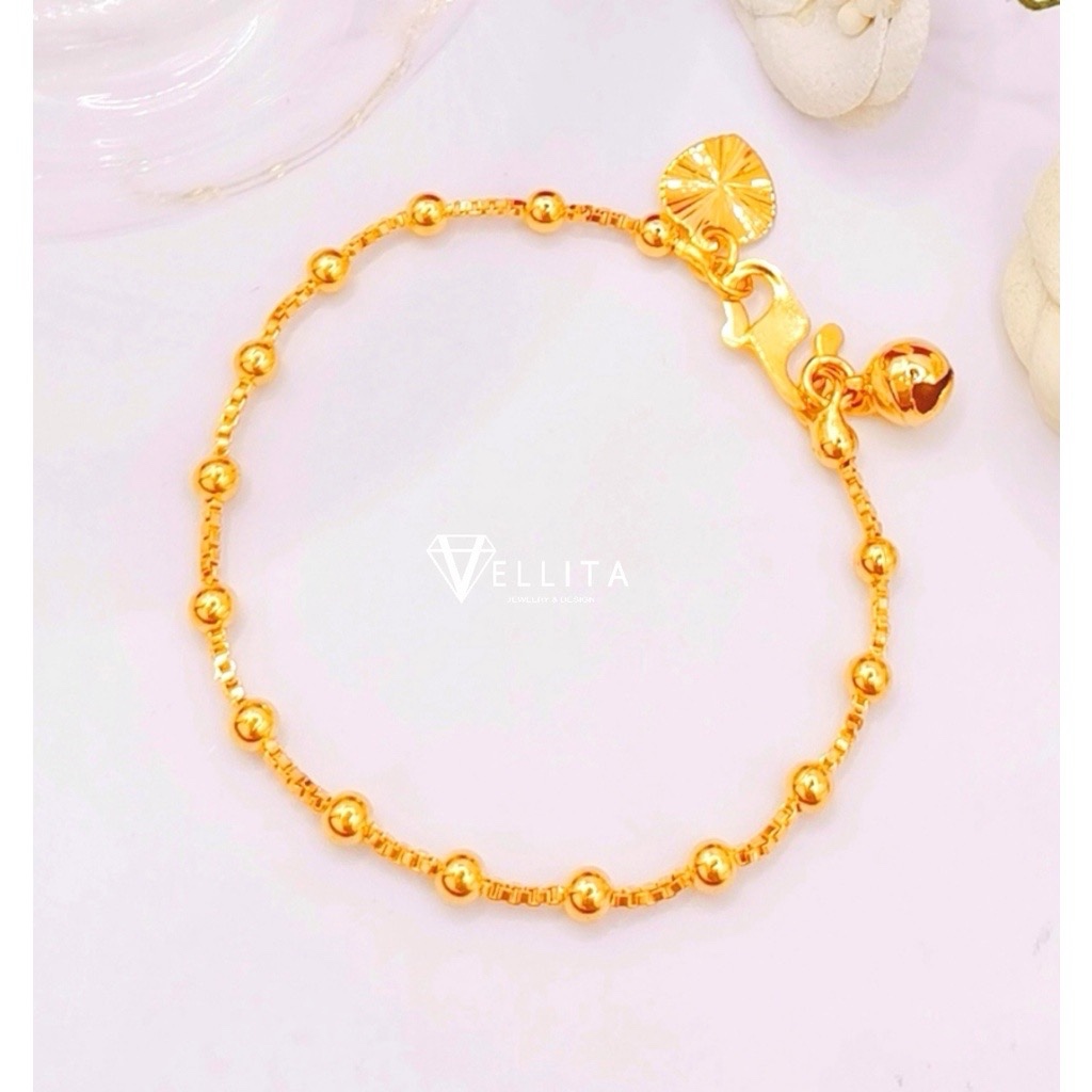 [VJ]Cop916 Bracelet "Box - Ball" Persist 916 Bracelet 999.9 Gold Plated L:15cm - 18cm