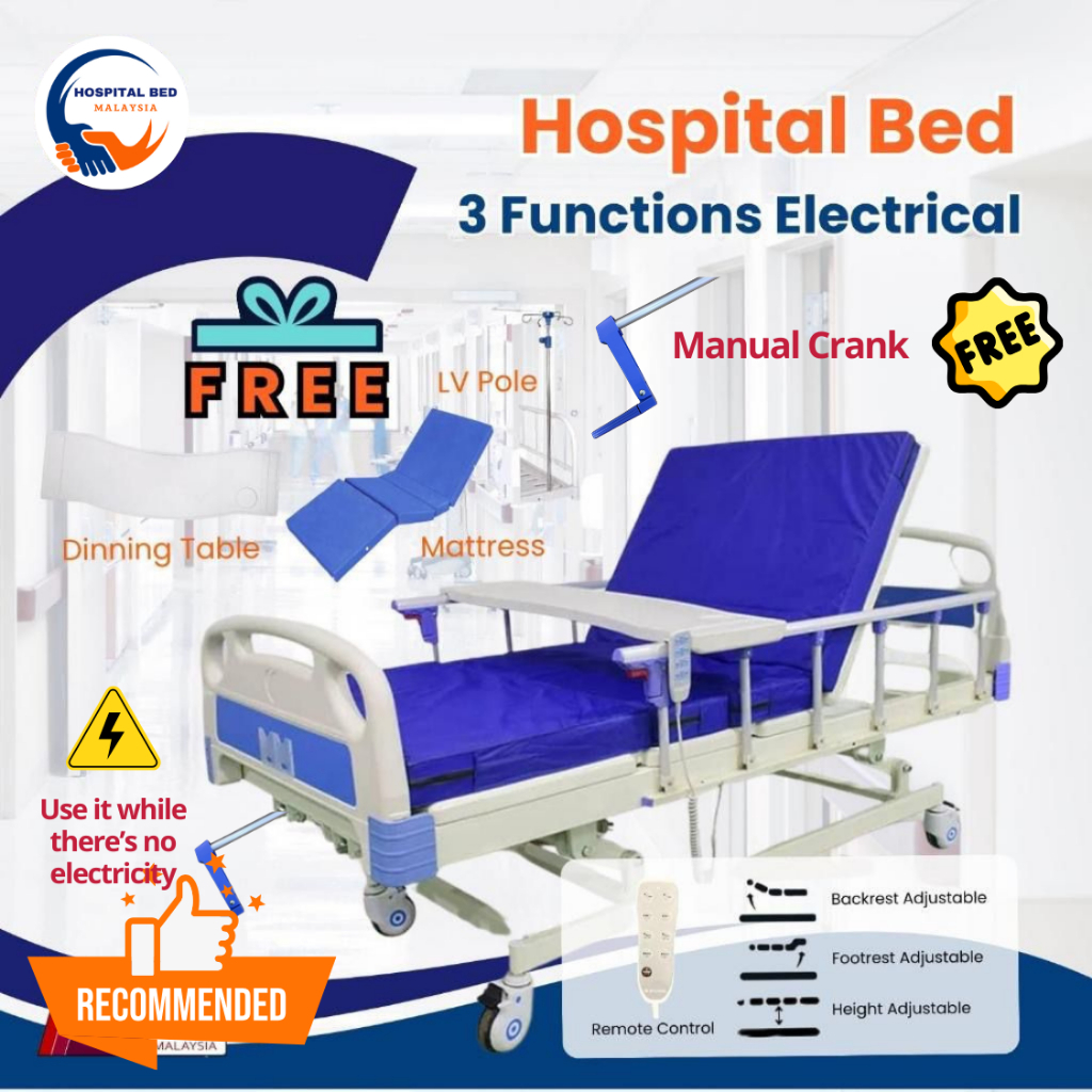 [Same-Day Delivery] 3 Function Auto /3 & 2 Function Manual Bed [FREE Mattress+Table] - MDA Approved