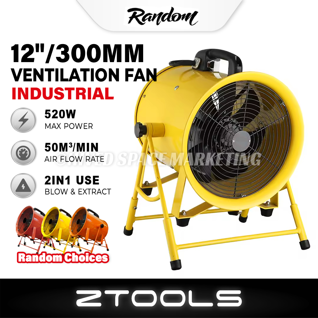 (Mega Offer) V'RIL 12"/520W Industrial Ventilation Fan Sky Dancer Blower Heavy Duty Portable Ventilator