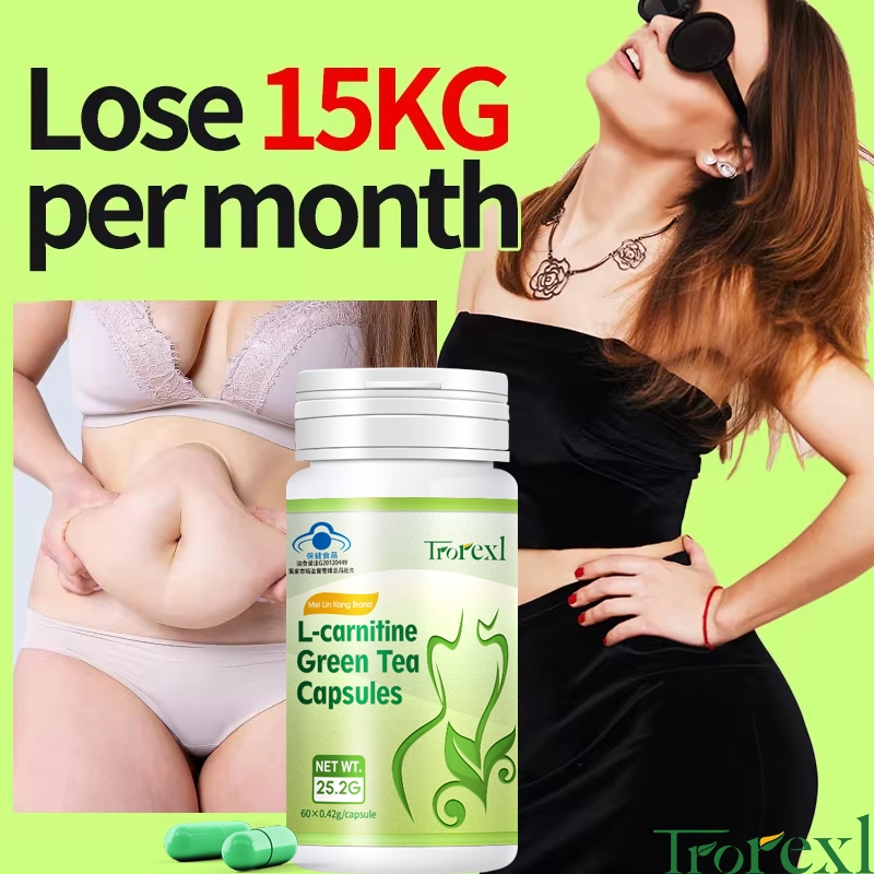 Trorexl L-carnitine Green Tea Fat Burner ❤️‍Organic Vegetarian 60 Capsules weight Loss Pills ❤️‍Best Belly Fat Burner