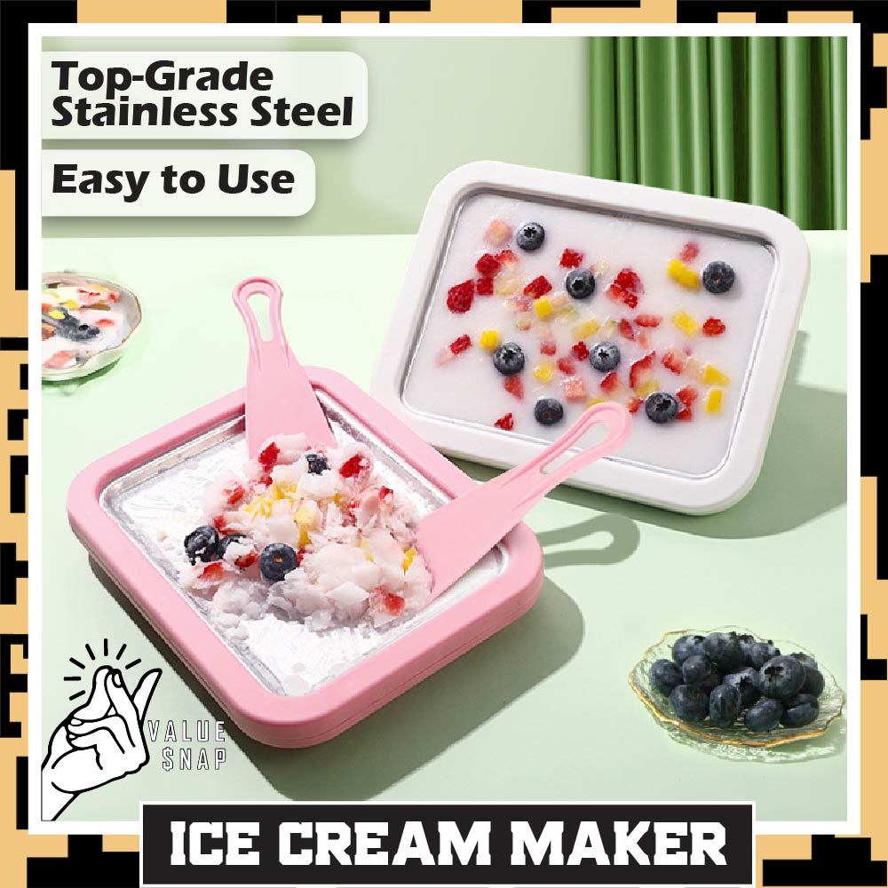 Ice Cream Maker Fried Ice Cream Roll Maker Machine Yogurt Sorbet Pan Ice Cream Tray Roll Up Tray for Instant Ice Cream