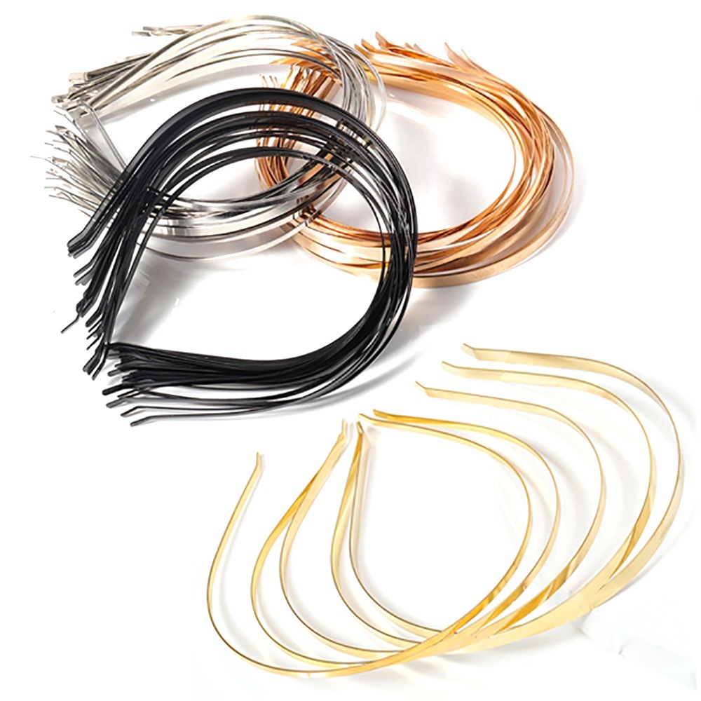 PAH 5mm Headband DIY Metal Blank Hairband Hair Hoops Crafts Girls Headwear(Black/Gold/Yellow/Silver)