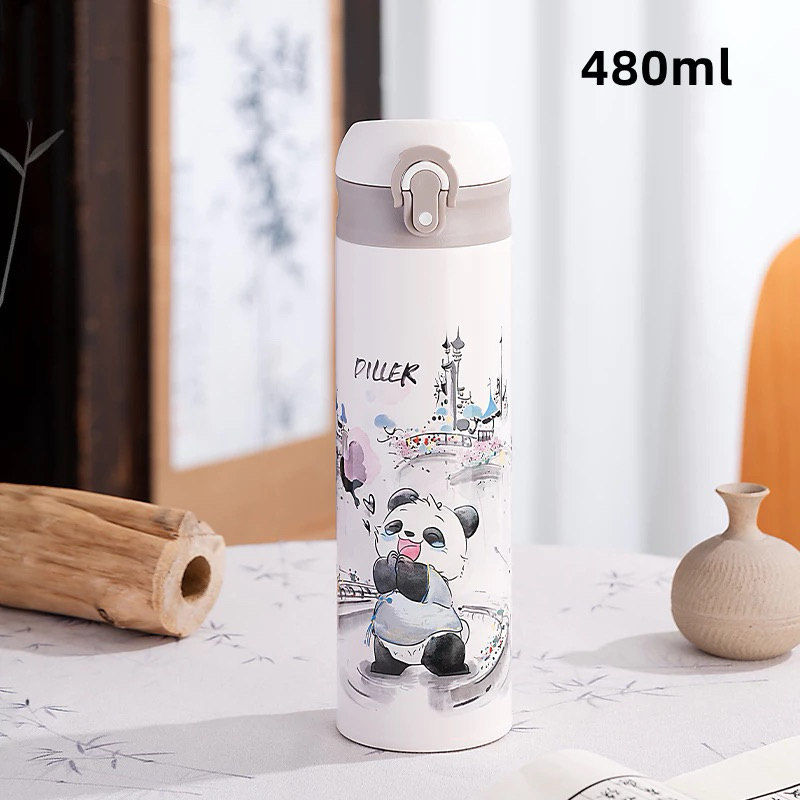 Diller Panda SUS316 Vacumn Thermo Bottle Flask Direct Drink One Click Open D9248/D9251 (350ml/480ml)
