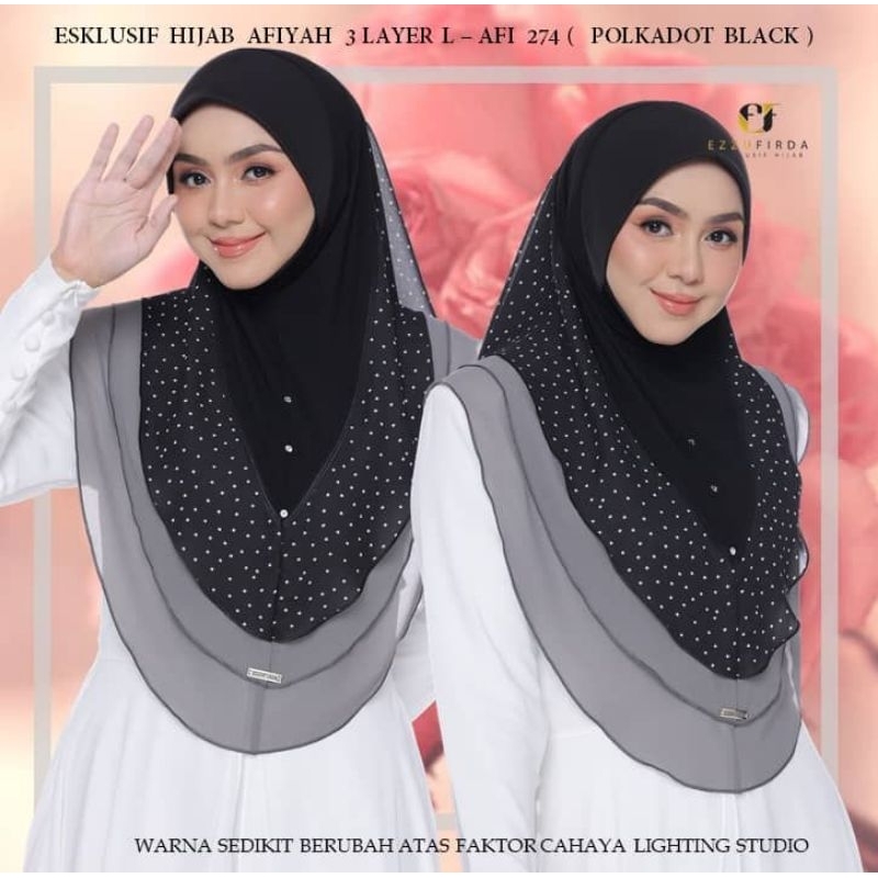 EKSKLUSIF HIJAB EZZUFIRDA , TUDUNG AFIYAH 3 LAYER SAIZ L