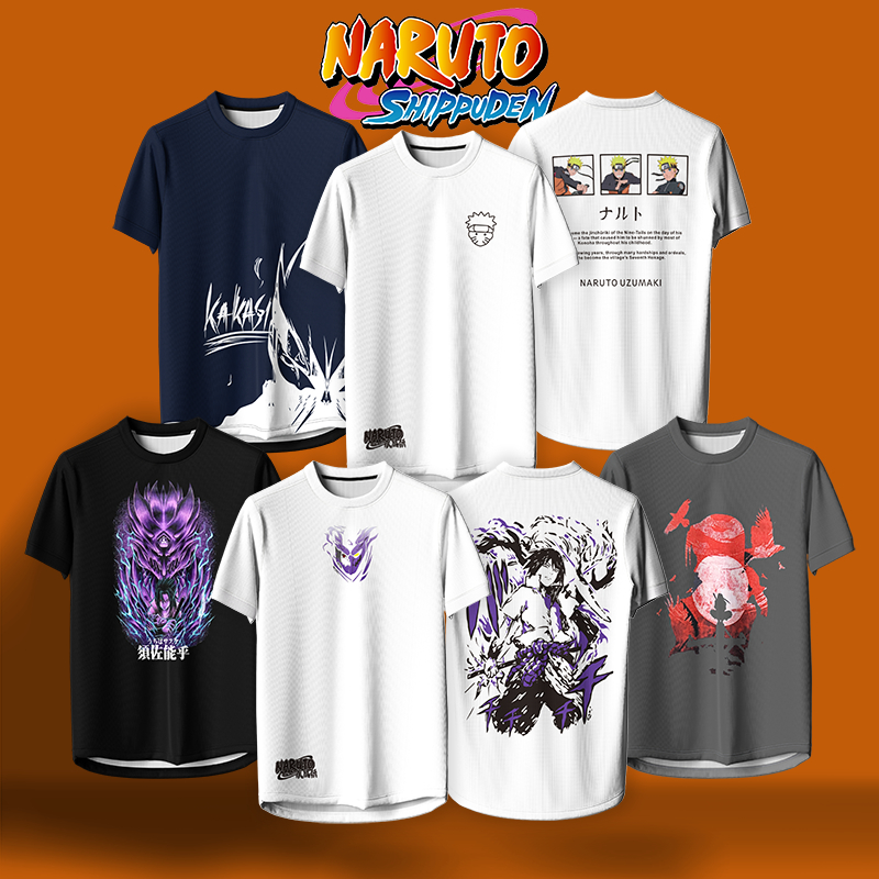 Naruto shippuden Sasuke Jersey Hokage Tshirt NARUTO UZUMAKI Manga Anime T-Shirt short Sleeve