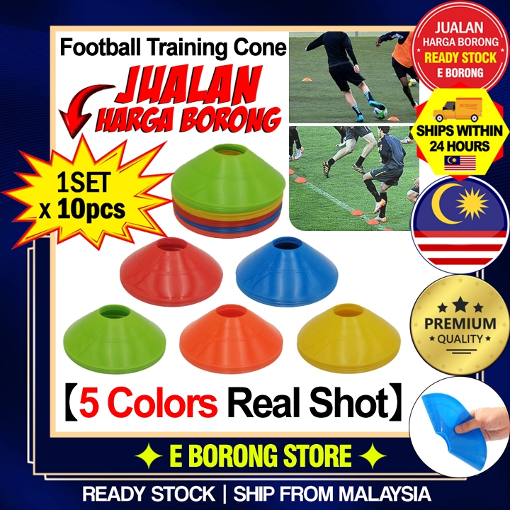 【E BORONG】HARGA BORONG 10keping = 1set Soccer Marker Disc Cone Soccer Drill Agility Training Flat Cone