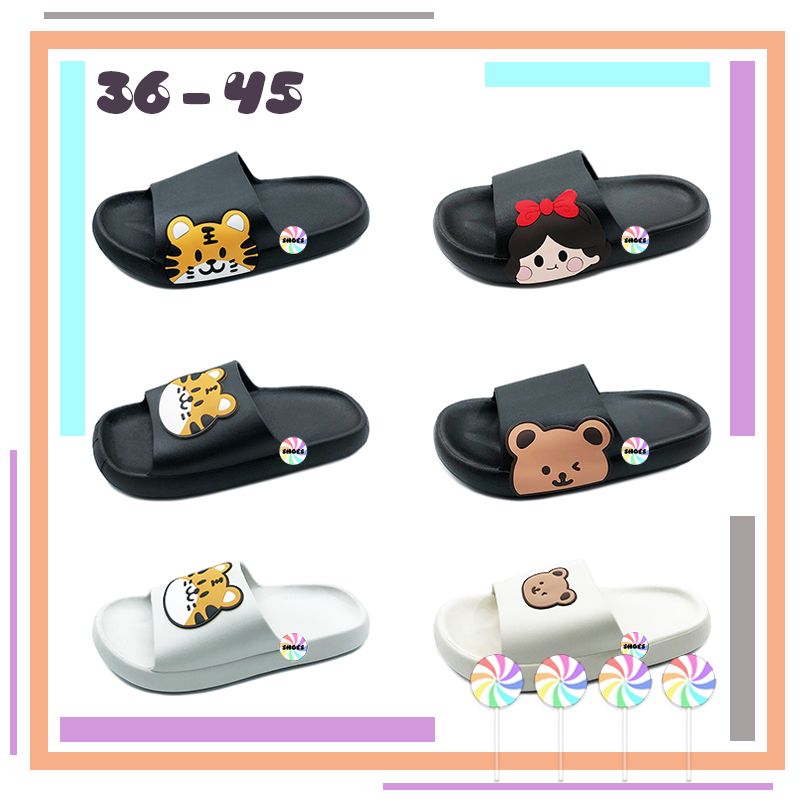 CSMY ➜ Women's Cartoon Couple Slides | Soft Shoes Bear Tiger Bunny Sandals Slippers | Kasut Rumah Perempuan Kartun