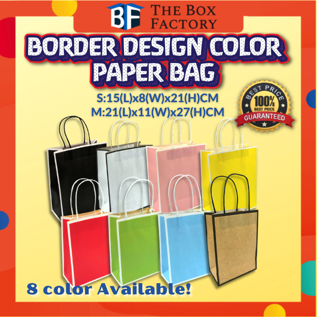 LOWEST PRICE IN SHOPEEPlain Colour Kraft Paper Bag Birthday Paper Bag Shopping Paper Bag Door Gift Paper Bag