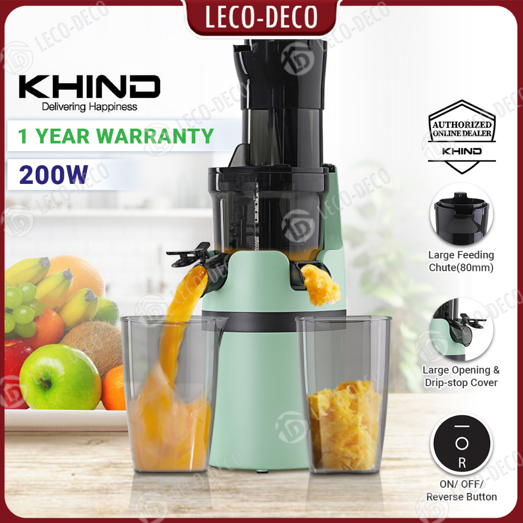 【NEW】 KHIND SJ-001 SJ001 0.8L 200W Electric Slow Juicer POWERFUL Cold Press Fruit Extractor Machine Pemerah Jus 榨汁机