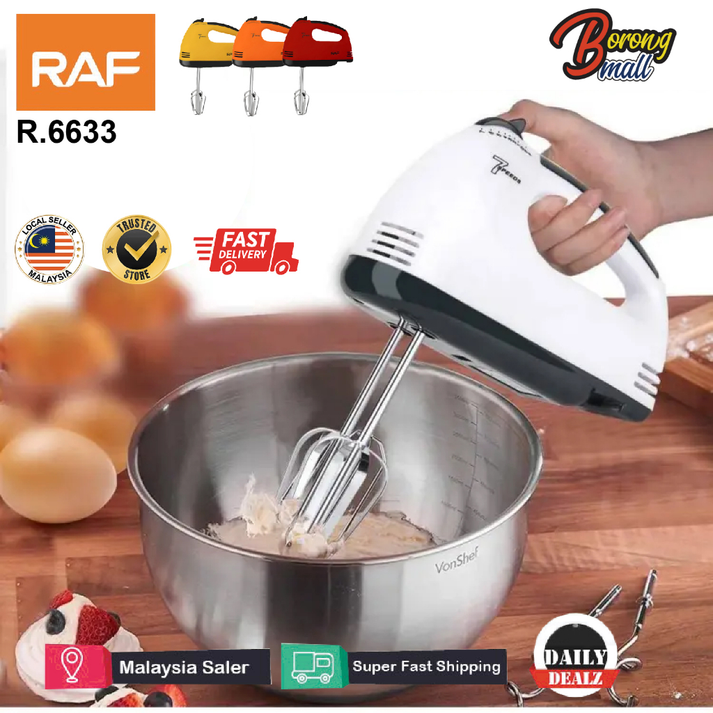 RAF/SCARLETT Electric Hand Mixer 7 Speeds Portable Handheld Baking 260W with Beater Whisk / Mesin Pengadun Tepung Pengis