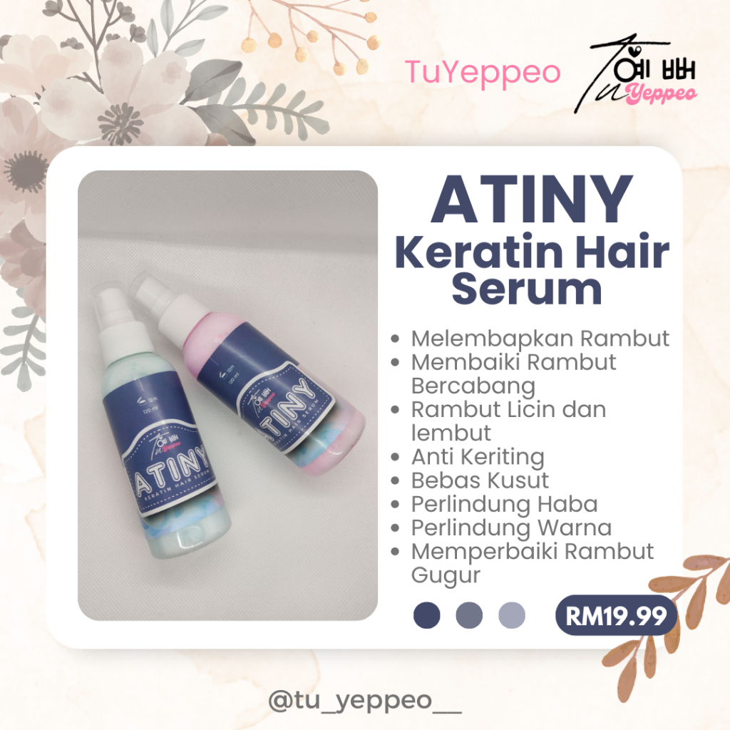 (TuYeppeo) PINK CANDY ATINY KERATIN HAIR SERUM RAMBUT KERATIN SPRAY SERUM HAIR BOOSTER 120ML Damage Hair Tonic