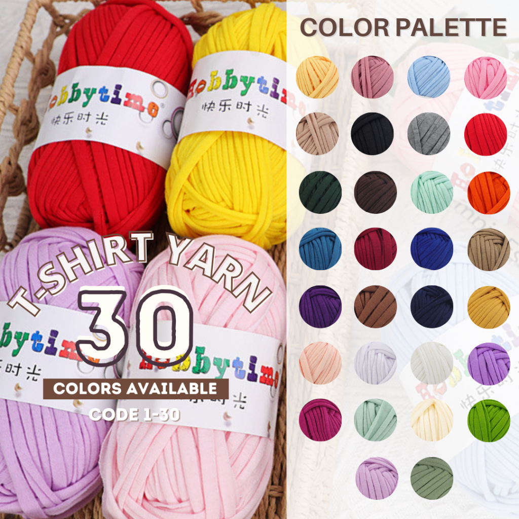 Ready Stock 100G T-shirt Yarn Cloth Yarn Crocheted Candy Colors Sewing & Knitting Supplies for Bag Blanket Cushion