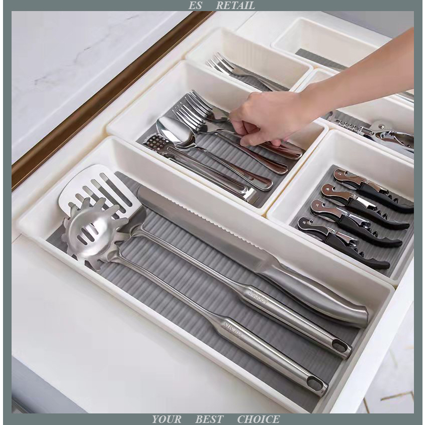 Kitchen utensil tray Cutlery tray Drawer tray Kitchen organiser Dulang simpanan peralatan dapur & spoon 厨房用具和餐具收纳盘