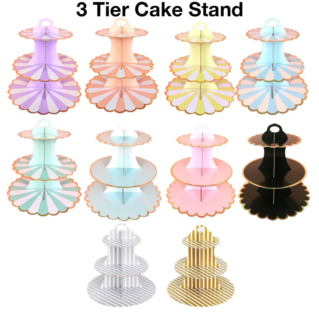 3-Tier Cake Stand | Dessert Muffin Pastries Fruit Stand | Food Server Display Rack for Hi-Tea Wedding Birthday Party