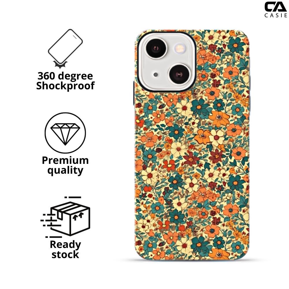 iPhone X till 15 Series | CASIE TITAN Phone Case | Shockproof Case | 6 Month Exchange Warranty | Floral | Vintage