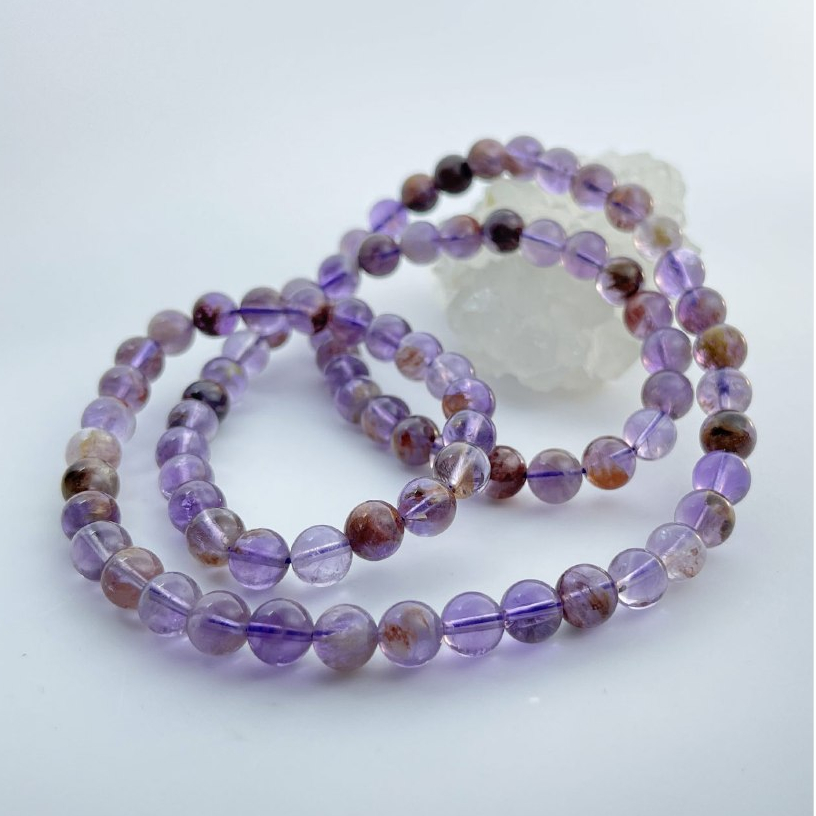 Amethyst Purple Phantom 3 Laps Bracelet Crystal Necklace High Grade Crystal Bracelet 高级3圈紫幽灵手串项链贵人运招财石