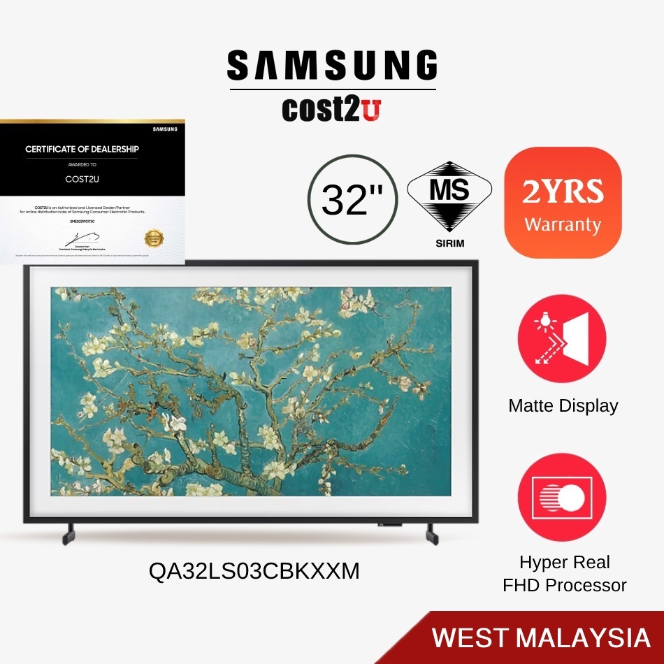 Samsung 32" LS03C The Frame QLED Smart Lifestyle TV | QA32LS03CBKXXM Television Televisyen 电视机