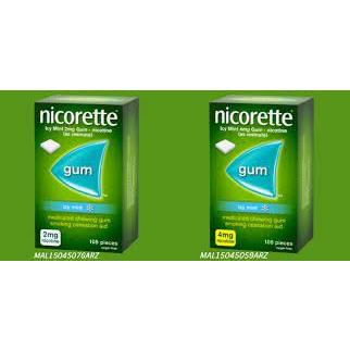 Nicorette Icy Mint 2mg / 4mg 105's Quit Smoking Gum / Nicotine Replacement Therapy / Smoking Cessation