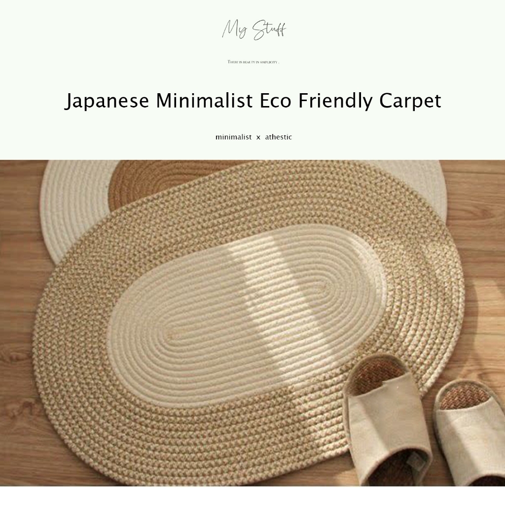 Mystuff527 Minimalist Handmade Straw Weaving Carpet Mat 100% Eco Friendly Skin Gentle Material