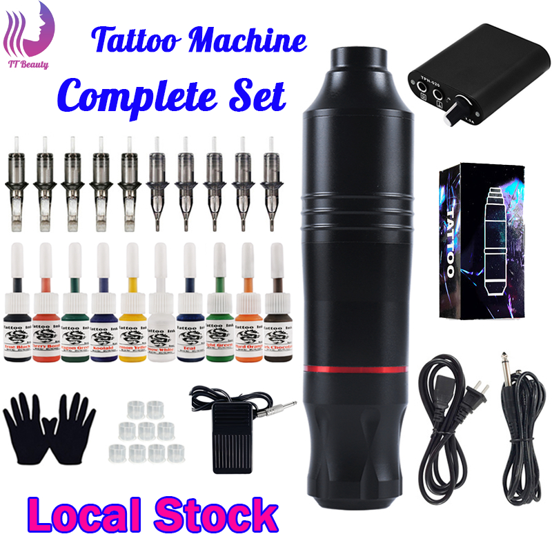 Mesin Tatoo Full Set Tattoo Machine Full Set 纹身机器 Mesin Tato Beginner Practice Kit