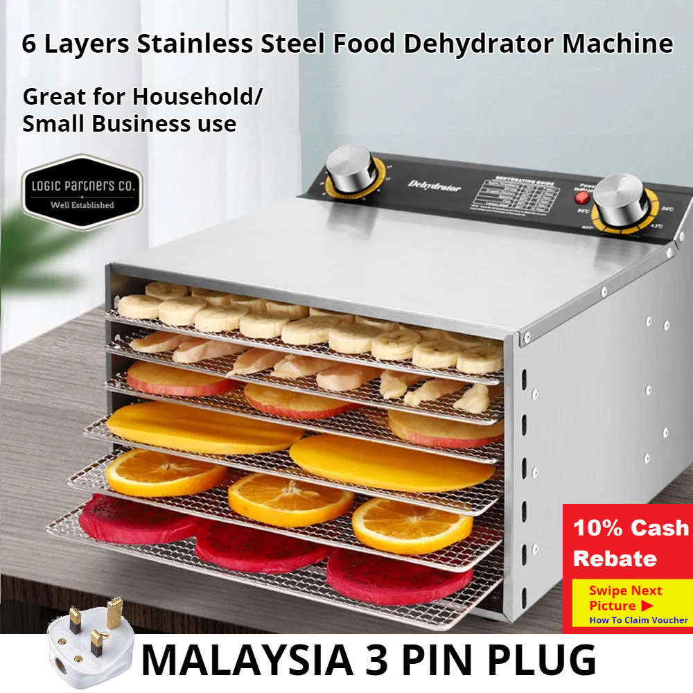 [RM267] 6 Layers Tray Dried Food Dehydrator Dehydration Air Dryer Stainless Steel Fruits Vege Herb Meat Drying Machine