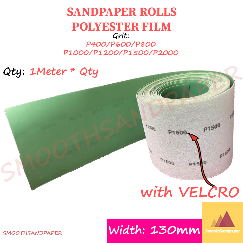 Velcro HOOK&LOOP Polyester Film Sanding Roll Aluminium Oxide (Green) Kertas Pasir (Hijau) 130mmX1Meter 植绒砂纸卷聚酯薄膜 image 3