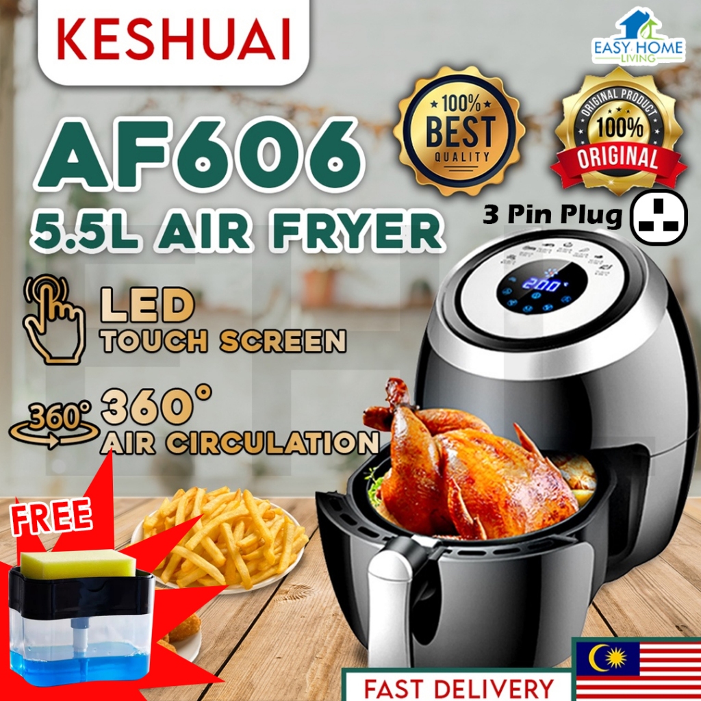 EHL Keshuai Air Fryer Oven 5.5L Non Stick Oil Free Electric Airfryer Healthy Air Frayer Penggoreng Elektrik Dapur Philip