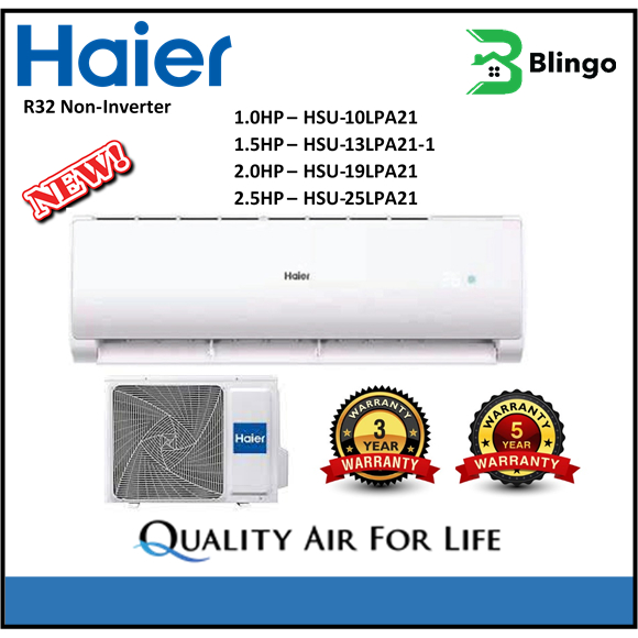 HAIER 1.0HP-2.5HP R32 Wall Mounted Non-Inverter Air Conditioner HSU-10/13/19/25LPA21