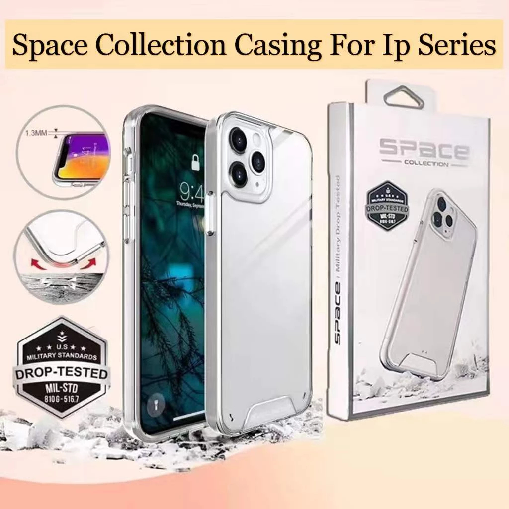 iPhone Compatible 11 12 13 14 15 Pro Max mini Xr Xs Max 6 7 8 Plus Space TPU 2mm Lens Protection Clear Case