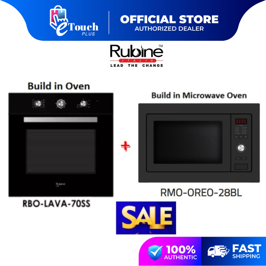 Rubine 70L Built in Oven RBO-LAVA-70SS / RBO-CAVO-60BL + Built in Microwave Oven 28L RMO-OREO-28BL