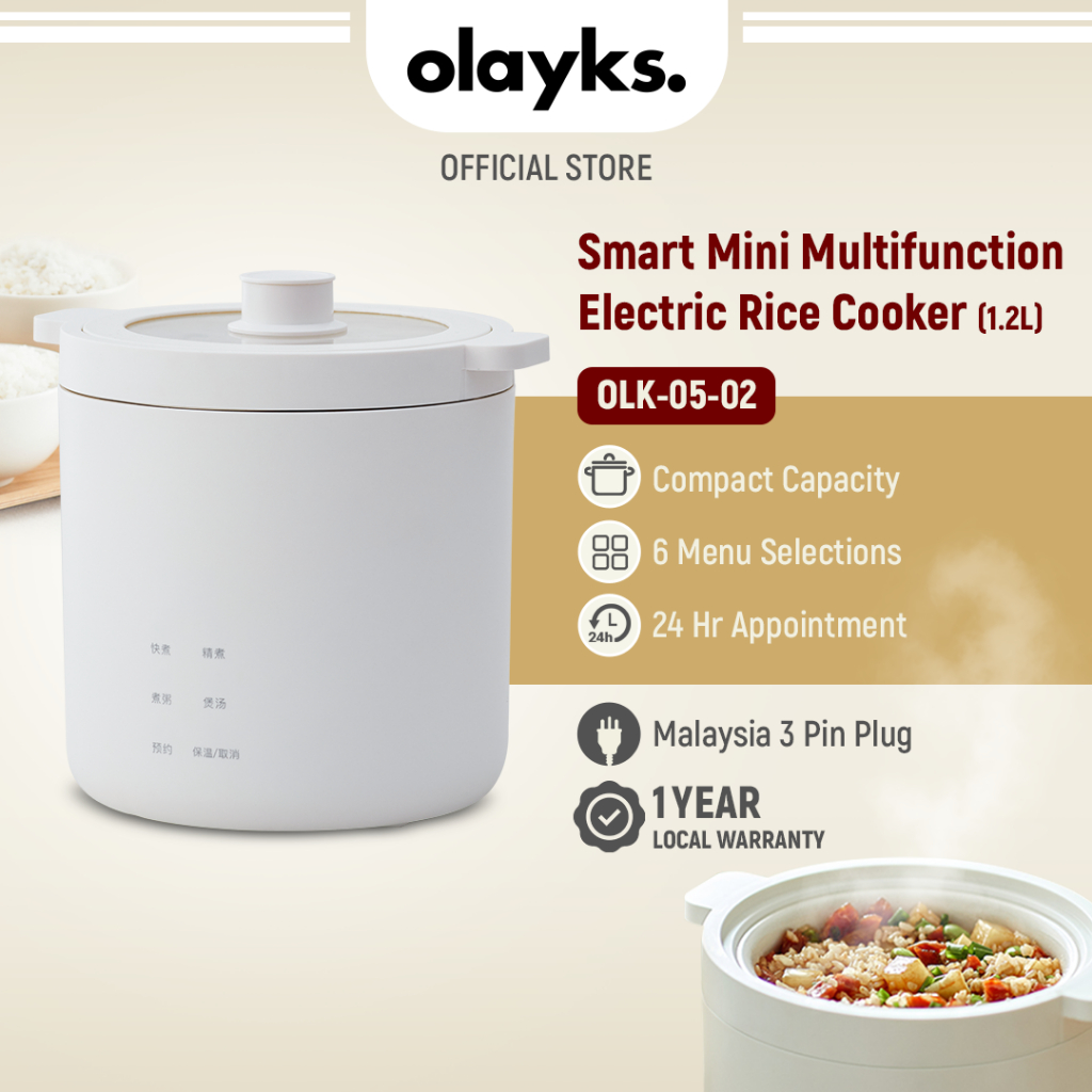 Olayks Smart Multifunction Electric Rice Cooker Mini Rice Cooker Porridge (1.2L)  迷你电饭锅 电饭煲 宿舍小电饭锅