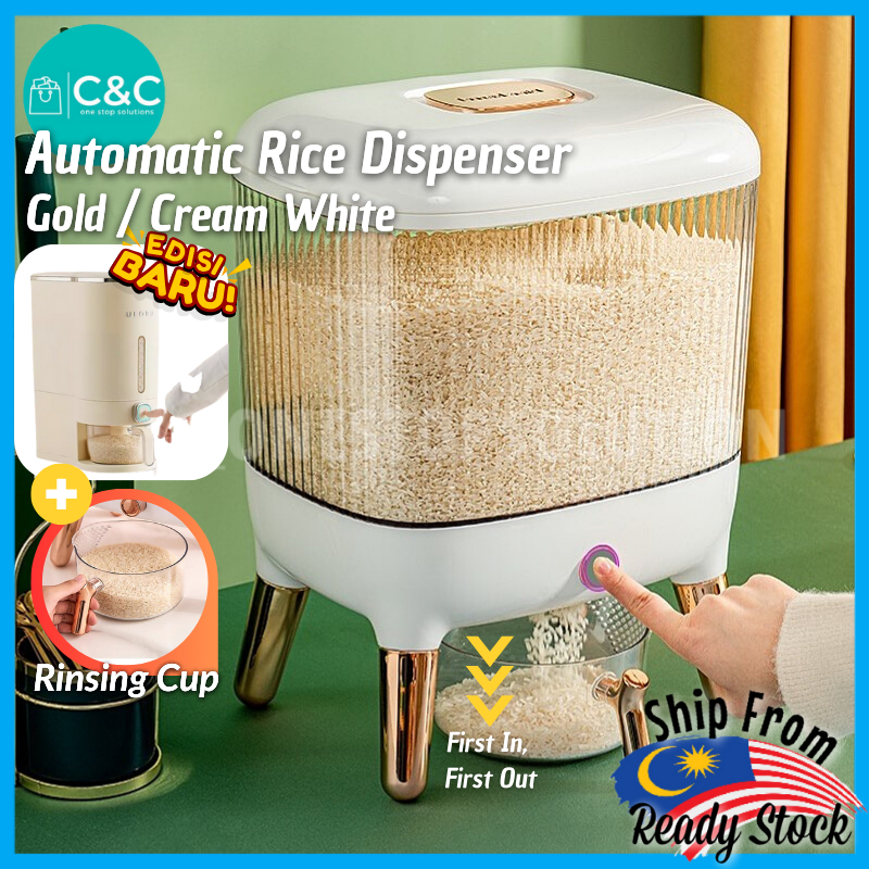 C&C Bekas Beras Kitchen Rice Storage Food Container Bekas Beras 10kg Rice Dispenser Tempat Beras Bucket Automatic 米桶