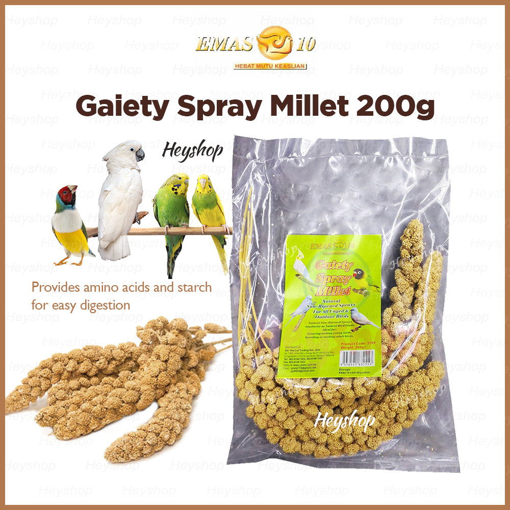 Gaiety Spray Millet 200g - Emas 10 Bird Food Red Millet Bird Feed Parrot Hamster Small Animal Makanan Burung Snack Treat