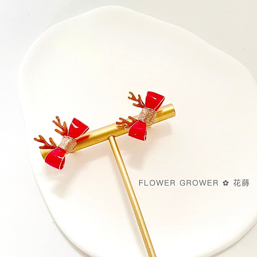 [Christmas Series] Elk Bow Handmade Resin Earrings Handmade Earrings Resin Earrings Birthday Gifts Bestie Gifts Christmas Gifts Christmas Flowers Christmas Earrings Handmade Earrings