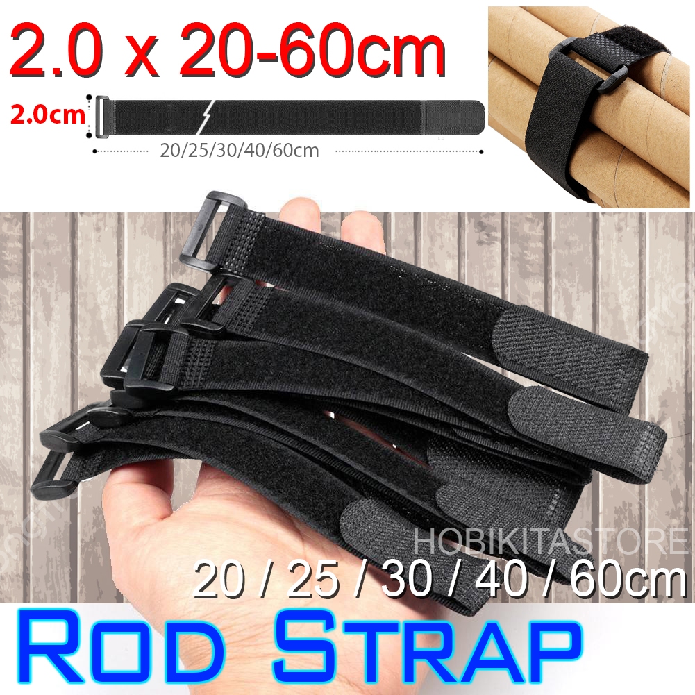 2.0 x 20-60cm Fishing Rods Tape Belt Spinning Rod Straps Holders Magic Tape Strap Fishing Rod Tie-Black