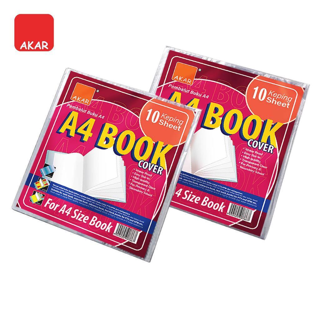 Akar Sampul Buku Plastik A4 (10 Helai / Pek) – A4 Plastic Book Cover / Transparent Book Wrapper / Pembalut Buku Sekolah