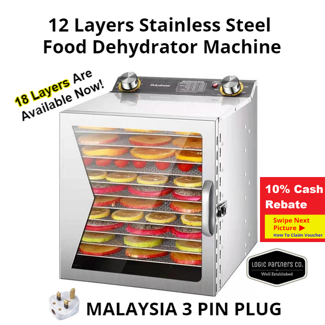 [RM406] 12 18 Layers Tray Dried Food Commercial Dehydrator Dehydration Dryer Stainless Steel Fruits Meat Drying Machine