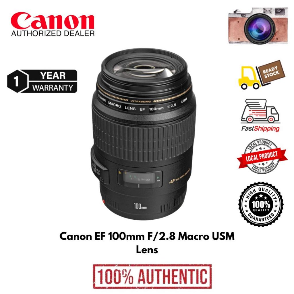 Canon 100mm F/2.8 macro USM EF-Mount Lens / Full Frame Format (1 Year Warranty )