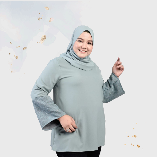 XL-3XL PLUS SIZE MUSLIMAH BLOUSE Lace Sleeve Blouse Lace Lenggan muslim 6663