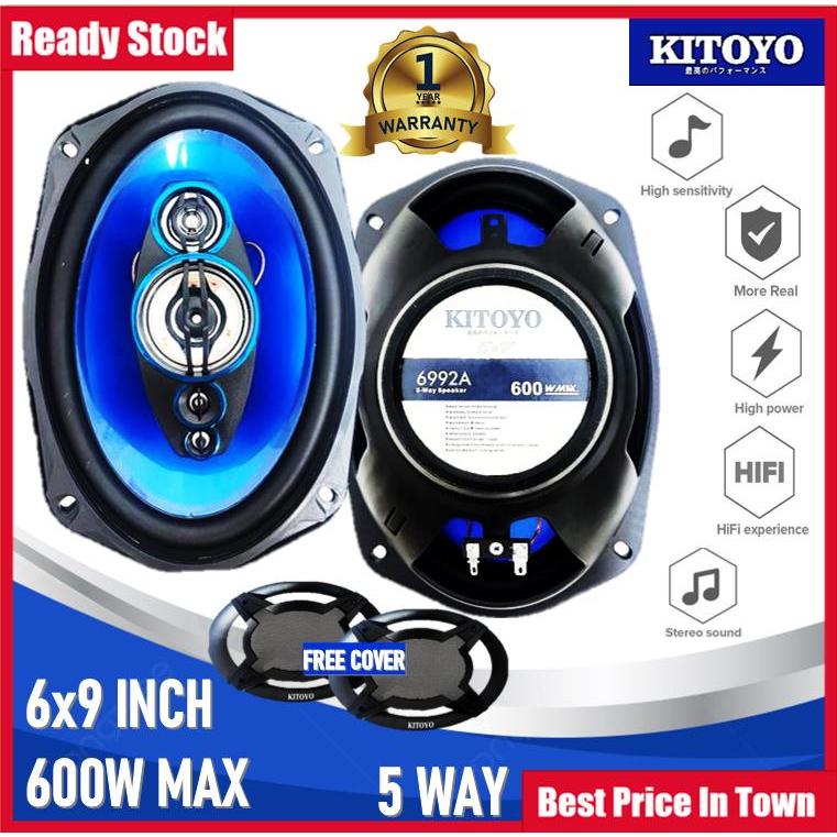 Kitoyo Speaker 6x9 Speaker Kereta Car Speaker Coaxial Speaker 600W MAX 5 Way Car Audio Speaker Kereta Bass Power