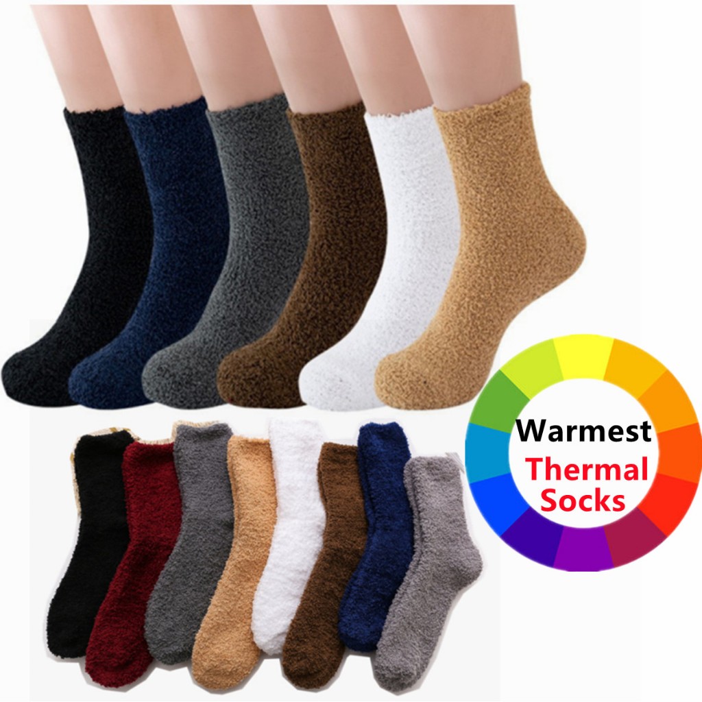 Unisex Soft Sleeping Socks Winter Thermal Sock Warm Fuzzy Fluffy Winter Crew Stokin Lembut Tahan Sejuk