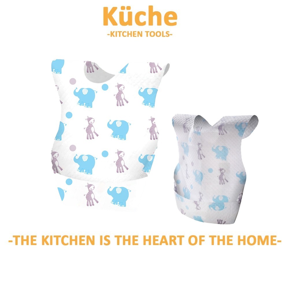 KUCHE (6pcs/pack) Baby Eco-Friendly Convenient Easy Clean Up Value Travel Pack Baby Disposable Bibs Clothes Protector