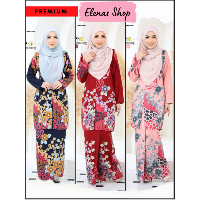 Baju Kurung by HAYFA FELLA Batik Malaysia KHAWLA Dress Muslimah Kebarung Ironless Black Blue red Maroon Pink Brown