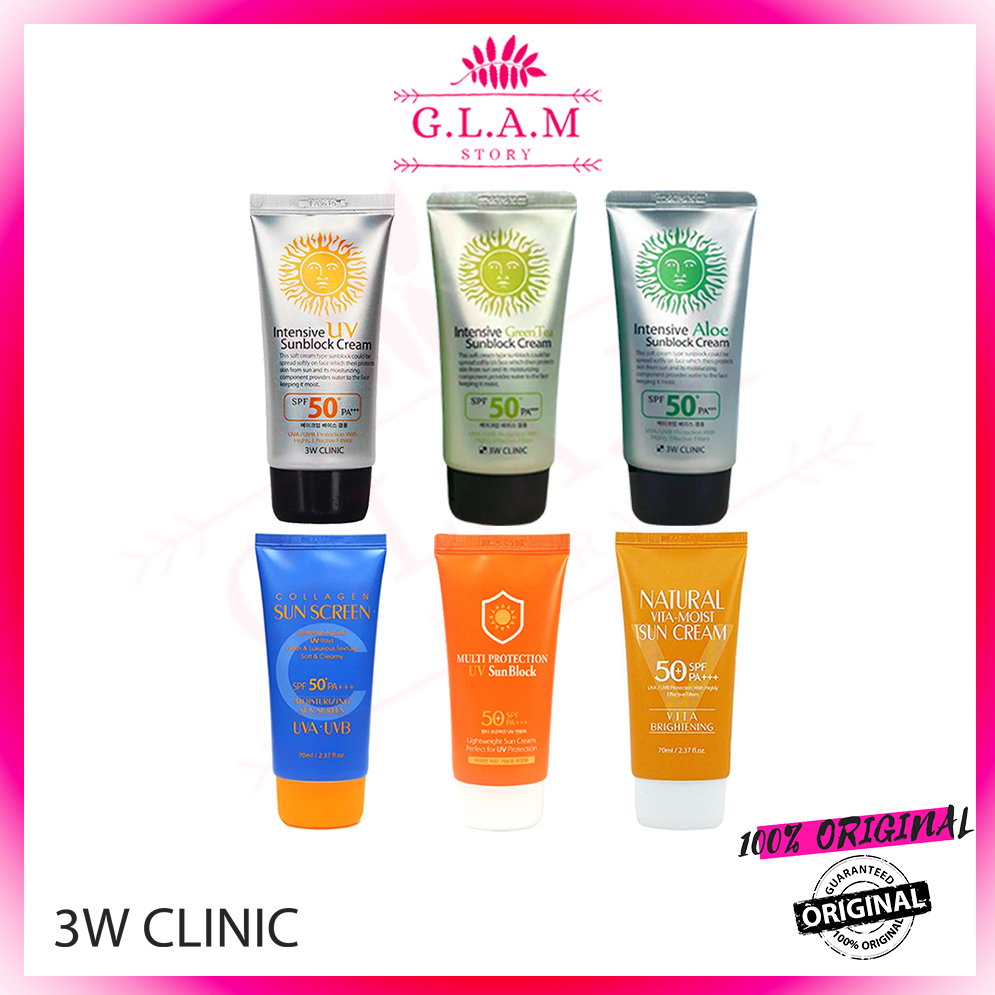 3W CLINIC Intensive UV Sunblock Cream / Collagen / Vita Moist / Multi Protection / Aloe / Green Tea Sunscreen 70ml[GLAM]