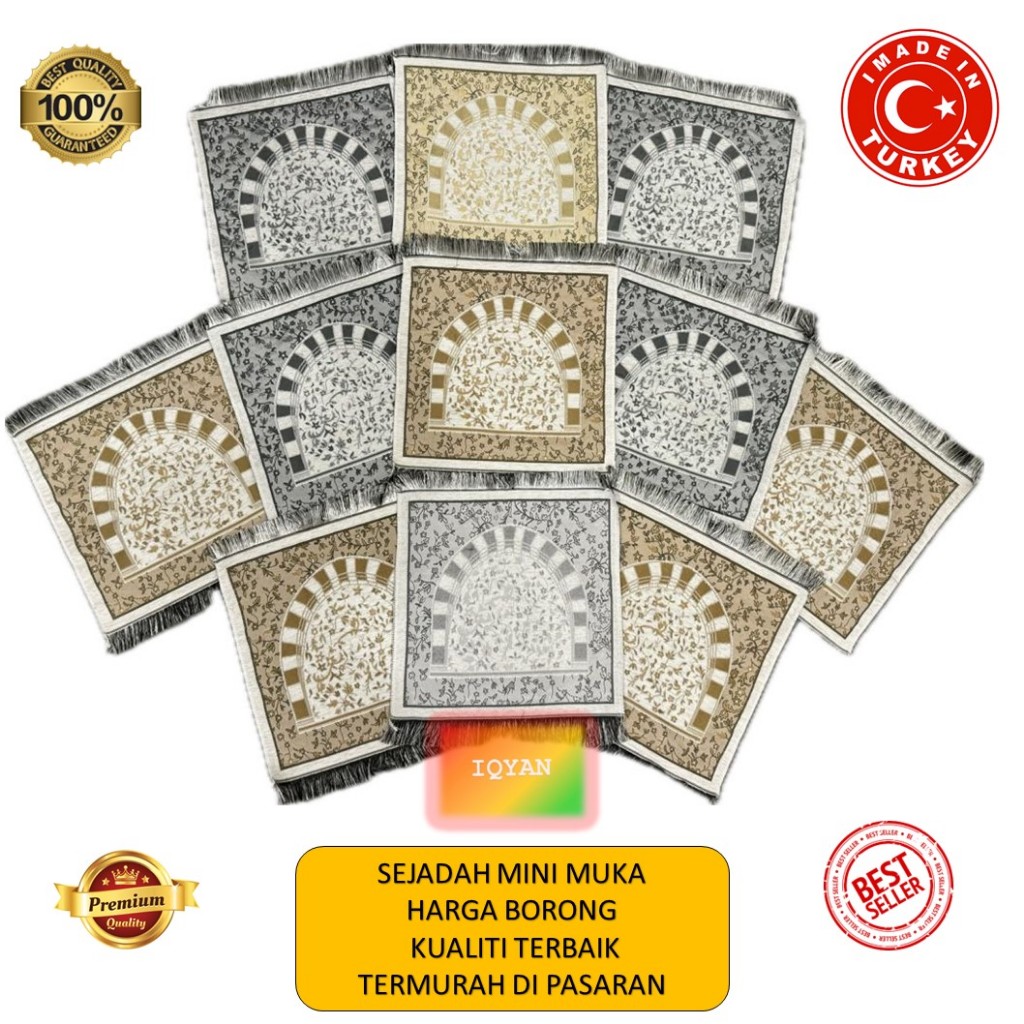 SEJADAH MINI MUKA PENDEK RAUDAH Turki 35 x 35cm + Gift Box , High Quality Doorgift , Exclusive Dan Premium MURAH