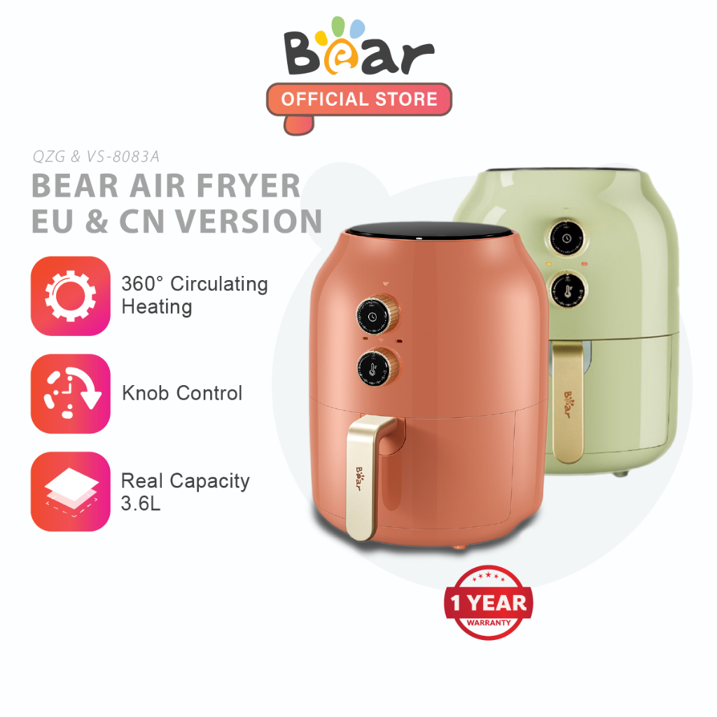 Bear Electric Air Fryer | Nonstick Fryer Oil-Free Cooker VS-8083A (3.5L)  | QZG-A14E7 (3.6L)