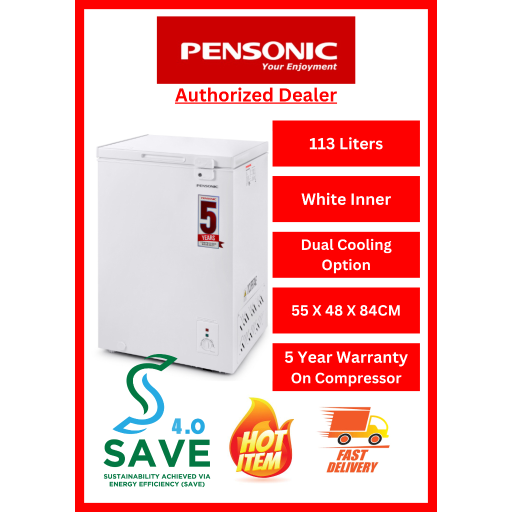 Pensonic Chest Freezer Gross 110L / ELBA FREEZER EF-E1310 GROSS 130L PETI SEJUK BEKU DARK GREY COLOR