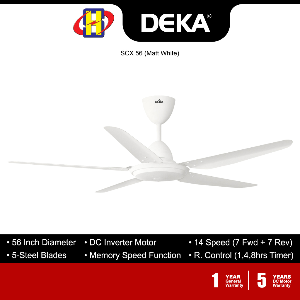Deka Ceiling Fan (42 Inch / 56 Inch) DC Motor 14-Speed Remote Control Ceiling Fan SCX 42 (SCX42) / SCX 56 (SCX56)