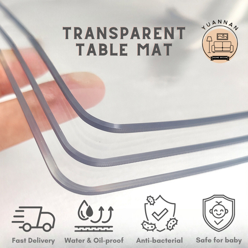 Thickened custom size plastic transparent PVC tablecloth 2MM waterproof frosted lapik meja plastik